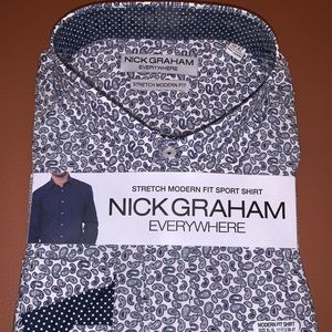 Men’s Nick Graham button down paisley print